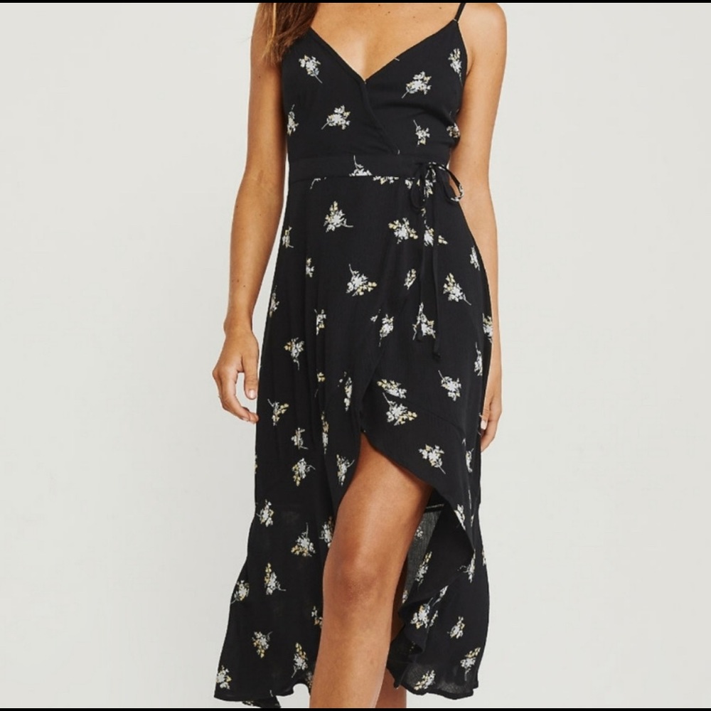 Ruffle hem wrap dress